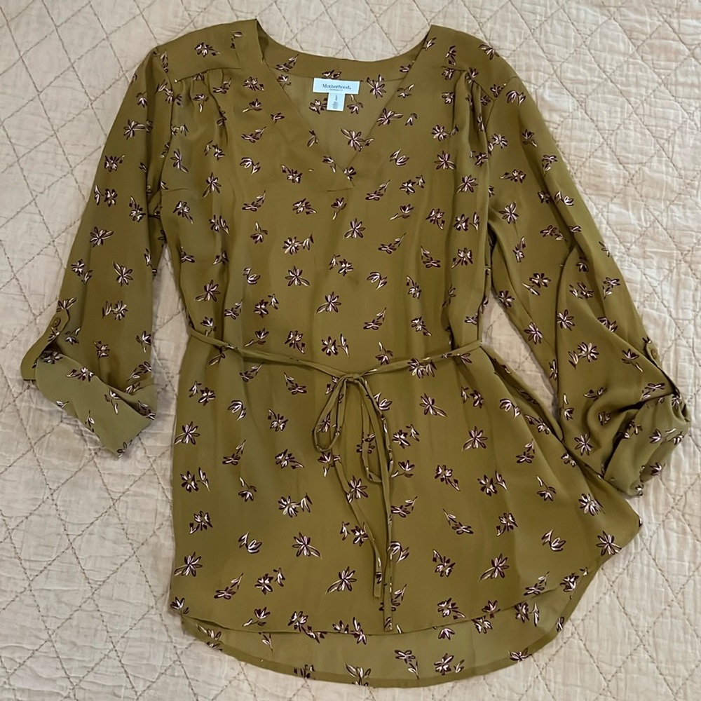 Motherhood Mustard and Floral Maternity Blouse